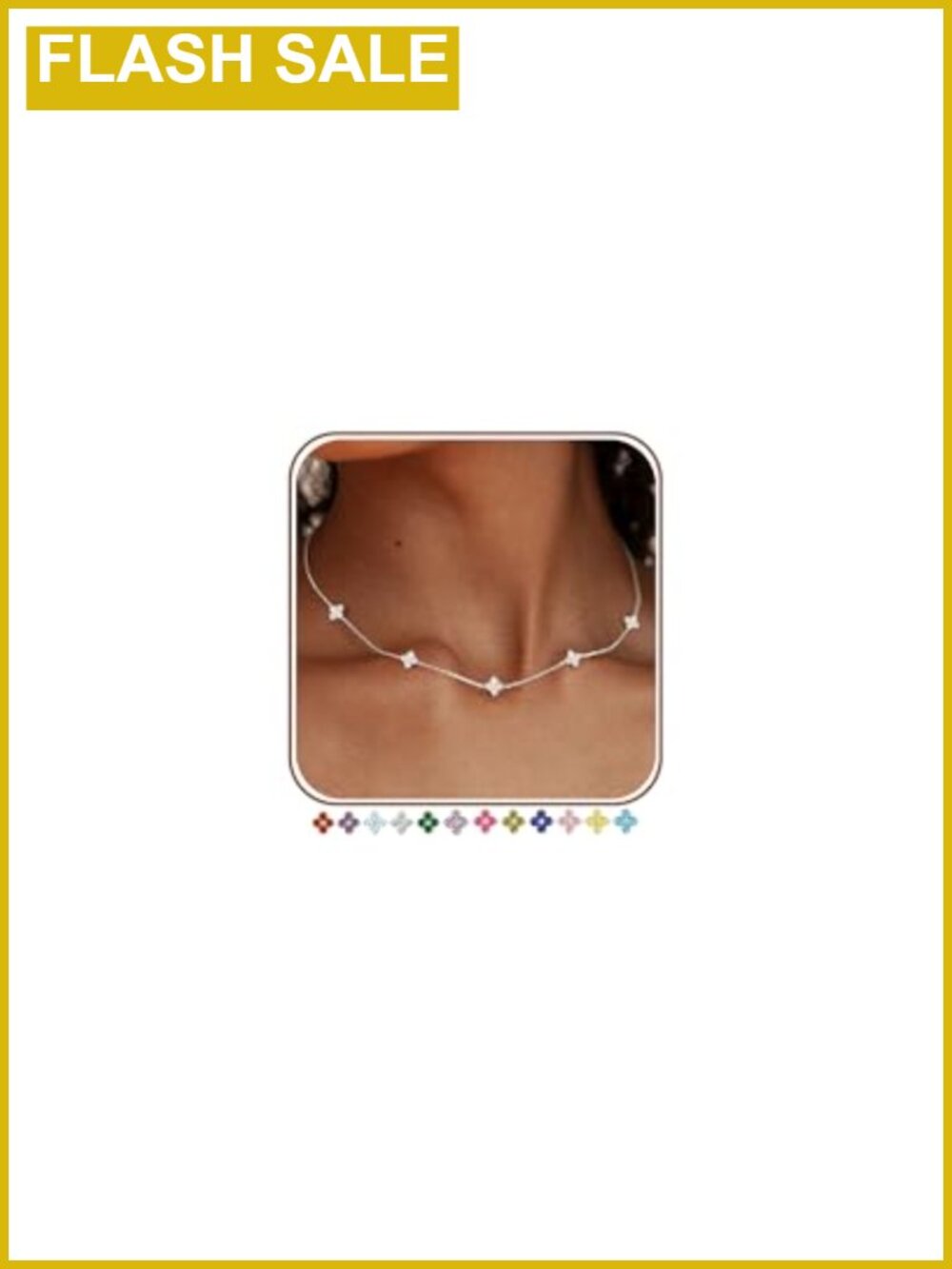 Dainty Clover Birthstone Necklace White Gold Plated for Women Trendy Non Tarnish